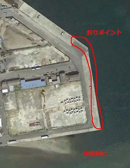 尾鷲港埋め立て地の釣りポイント航空写真