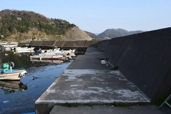 小川漁港堤防全景