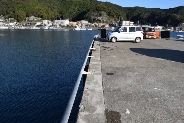 錦漁港の車横付けポイント