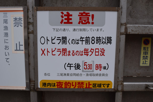 三尾漁港の夜間釣り禁止情報