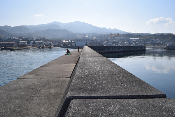 浅野漁港途中の堤防