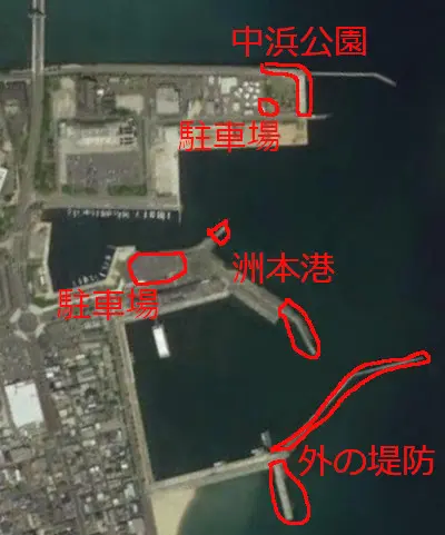 洲本港の航空写真