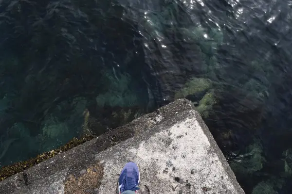 相賀浦漁港の堤防先端の足元の写真
